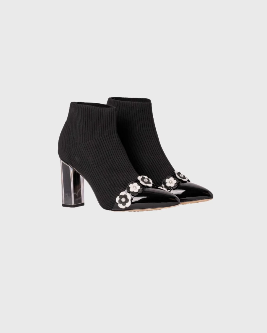 Anne Fontaine Najat Boot in Black/White - Elegant Leather Ankle Boots for Women