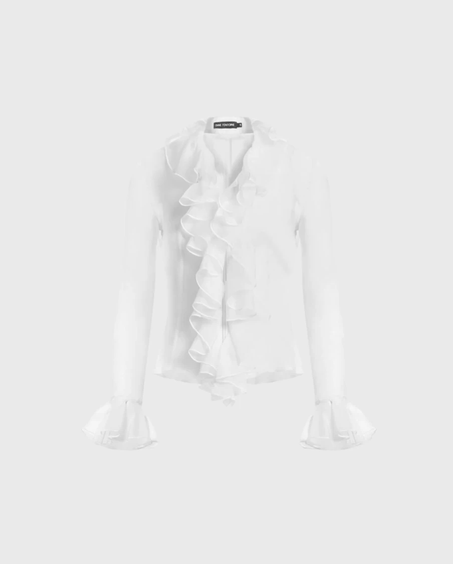 Anne Fontaine White Pepita Blouse - Elegant Women's Top