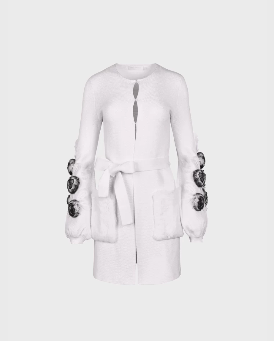 Anne Fontaine Shada Cardigan in Moon White | Elegant Women's Knitwear