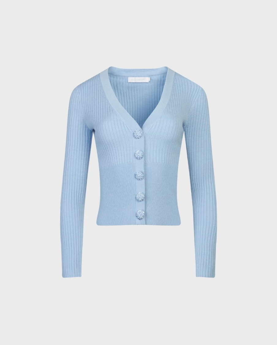 Anne Fontaine Blue Solfege Cardigan - Women's Elegant Knit Sweater