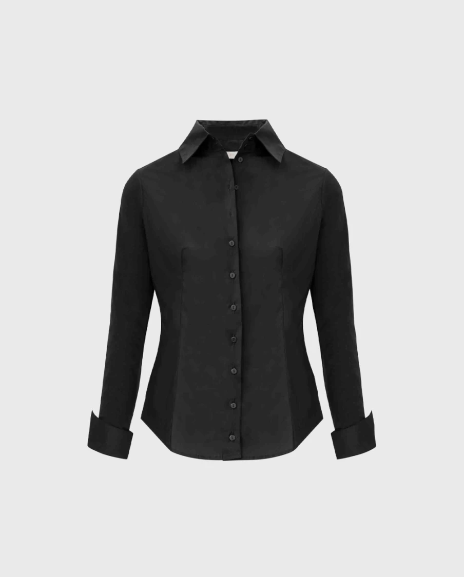 Anne Fontaine Black Armantine Shirt for Women - Elegant Long Sleeve Blouse