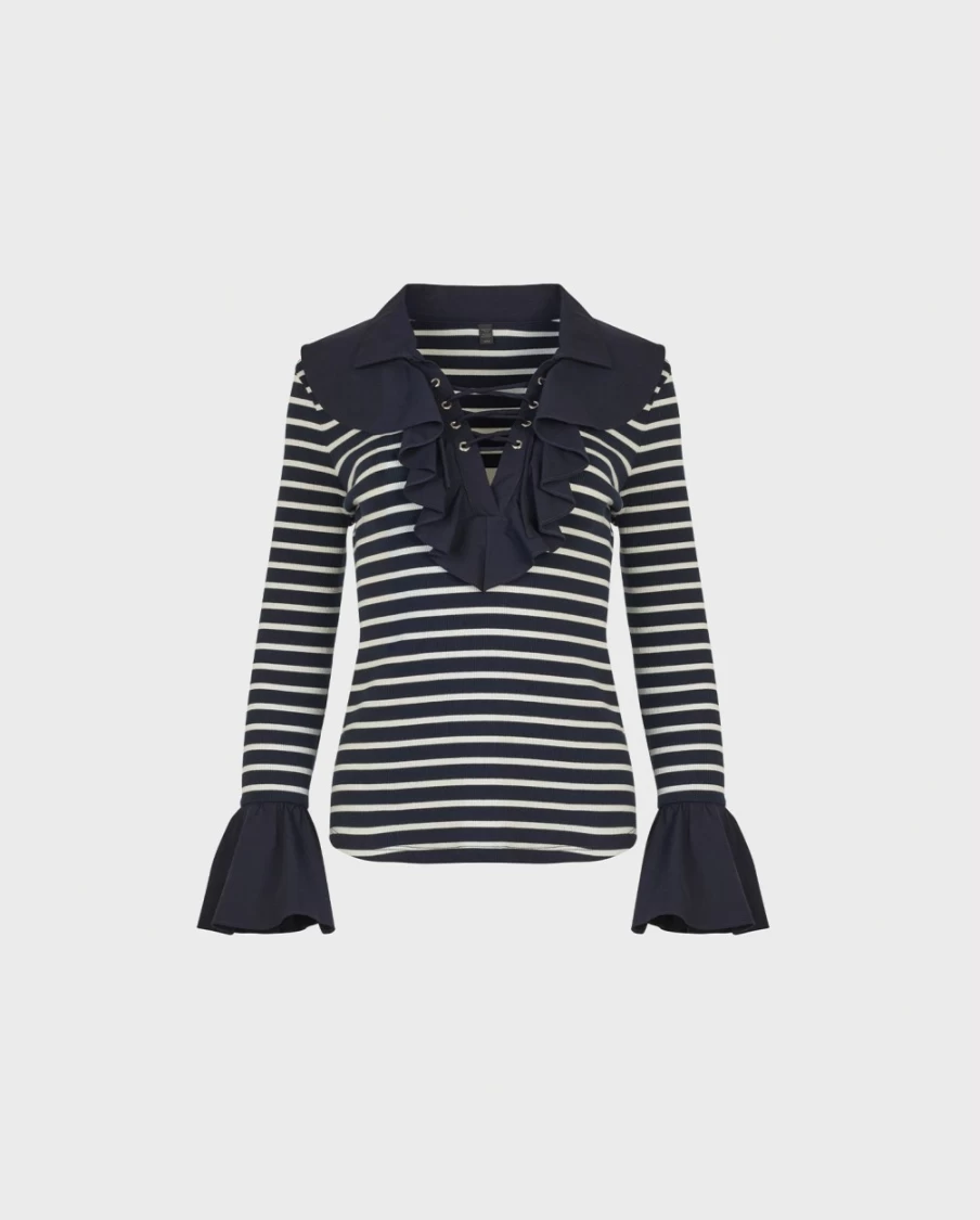 Anne Fontaine Coquillage Top in Dark Navy | Elegant Women's Blouse