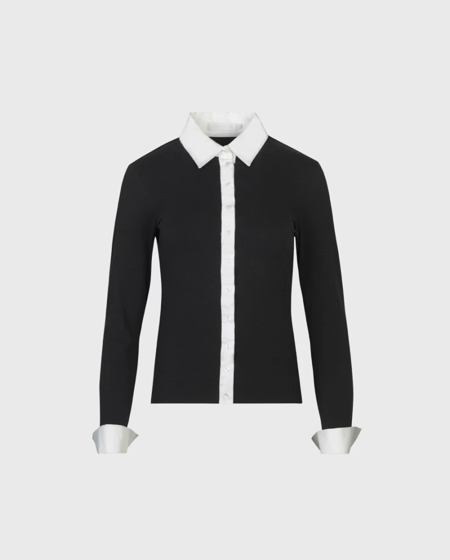 Anne Fontaine Nuage Shirt - Black & White Striped Elegant Blouse for Women
