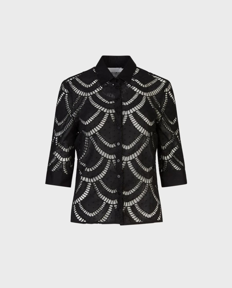 Anne Fontaine Black Peio Shirt for Women - Elegant French Designer Blouse
