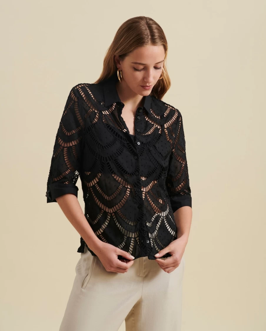 Anne Fontaine Black Peio Shirt for Women - Elegant French Designer Blouse
