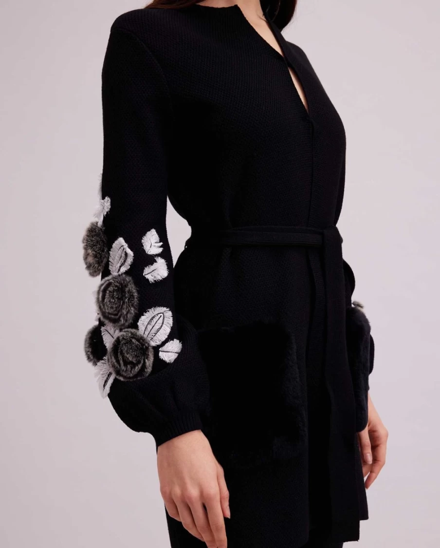 Anne Fontaine Black & White Fasha Cardigan Women's Elegant Knitwear