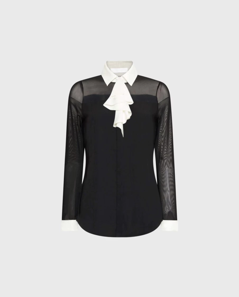 Anne Fontaine Sheryl Blouse - Elegant Black & White Women's Top