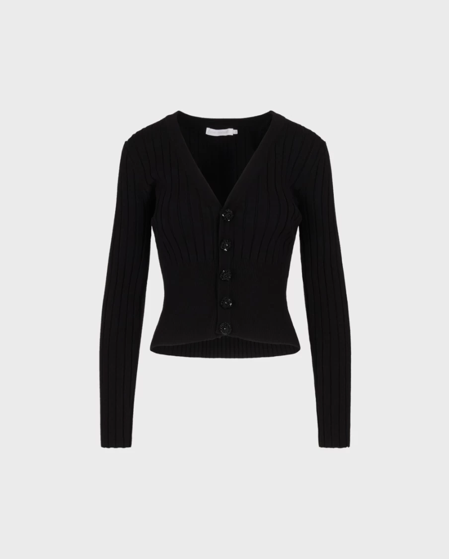 Anne Fontaine Black Solfege Cardigan - Elegant Women's Knitwear