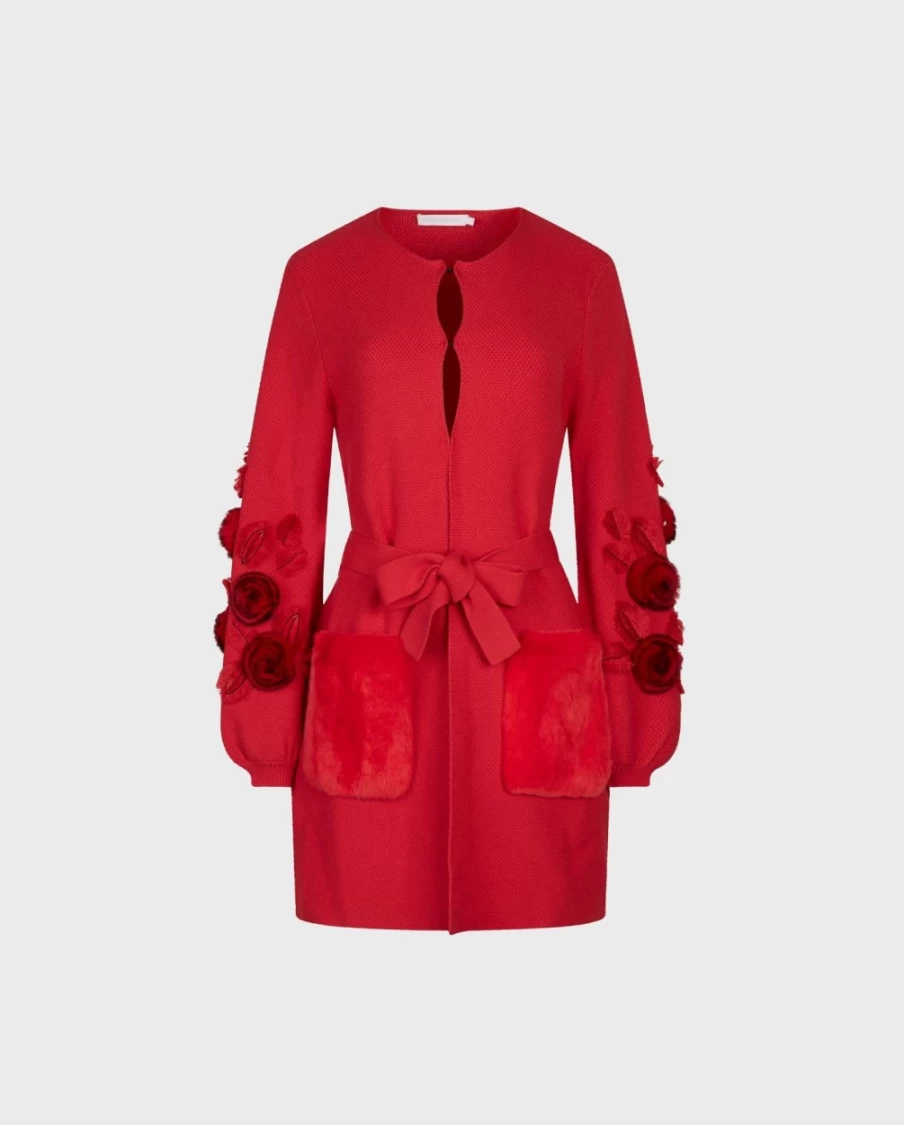 Anne Fontaine Red Shada Cardigan - Women's Elegant Knitwear
