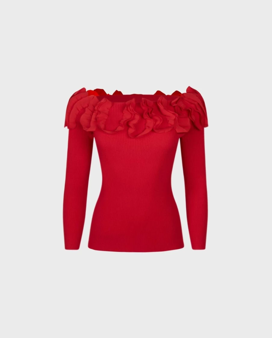 Anne Fontaine Feda Top in Red - Women's Elegant Blouse