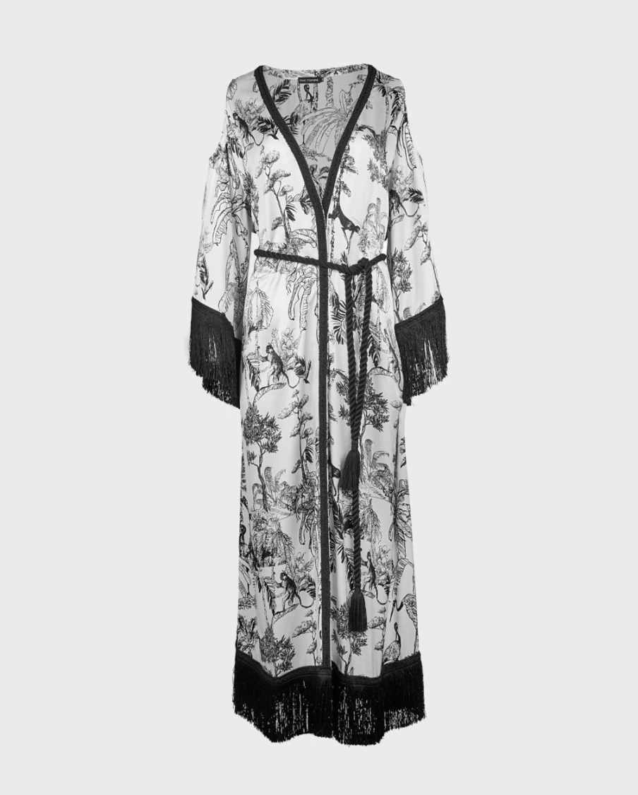 Anne Fontaine Black & White Croisette Kimono Elegant Wrap