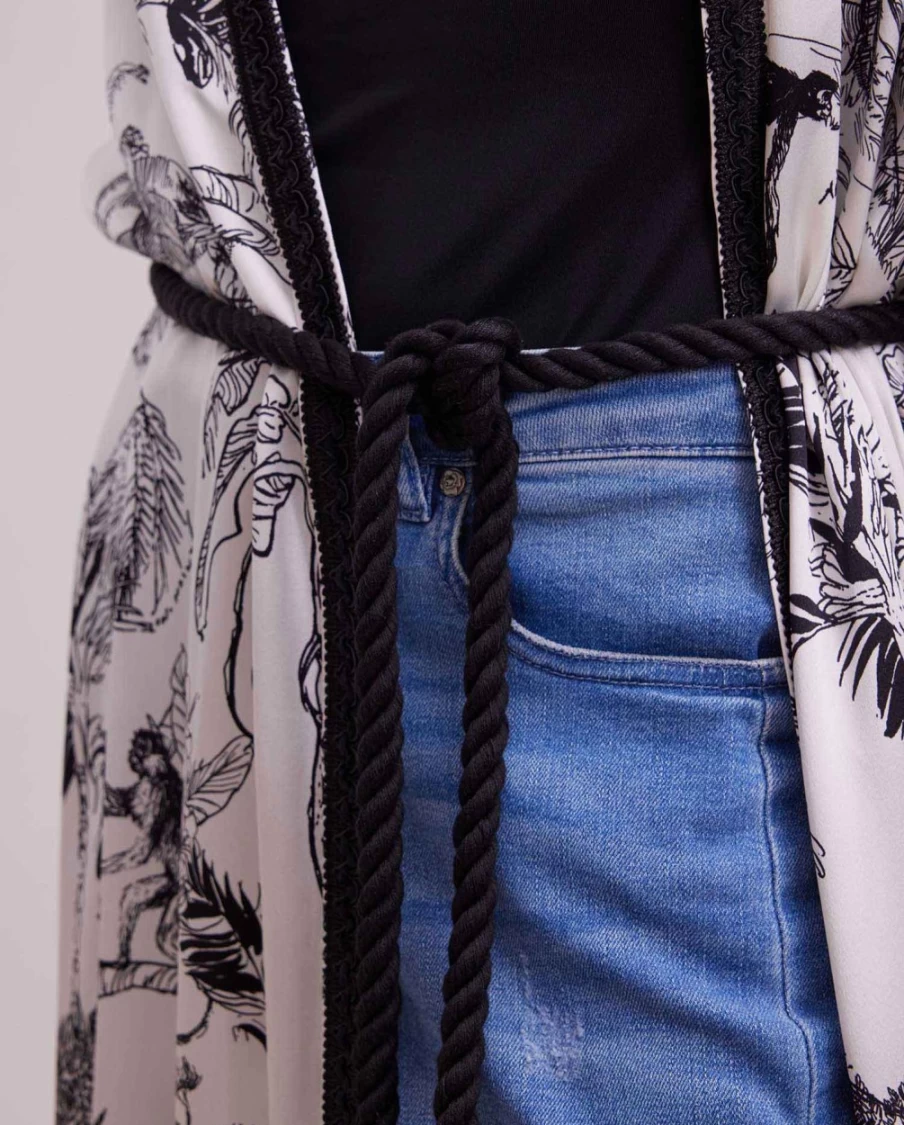 Anne Fontaine Black & White Croisette Kimono Elegant Wrap