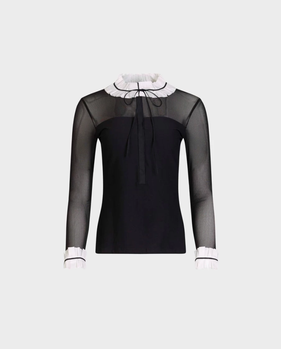 Anne Fontaine Beinecke Black & White Shirt - Classic Contrast Collar Women's Top