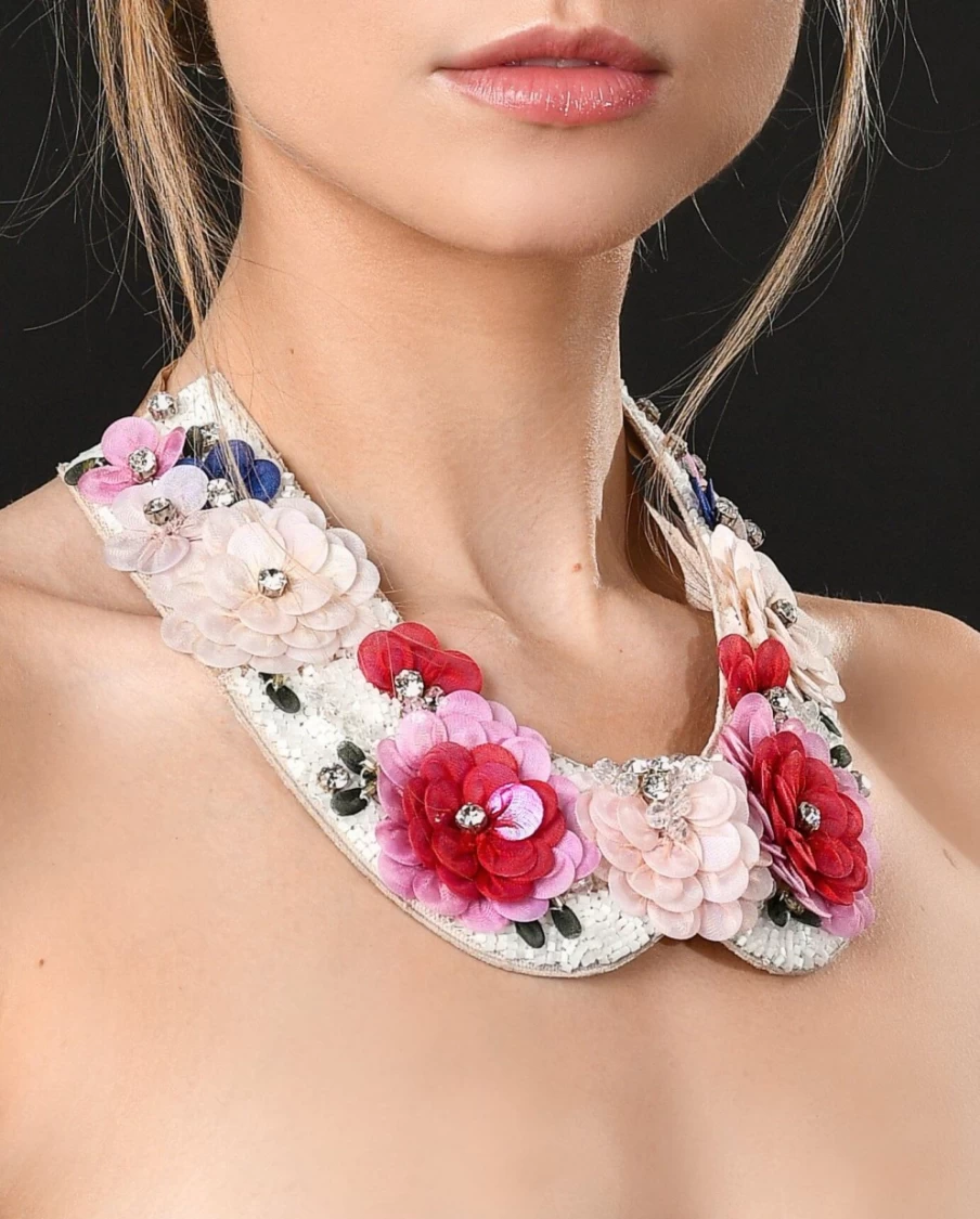 Anne Fontaine Rose Multi-Collar Elegant Women's Fashion Accessory