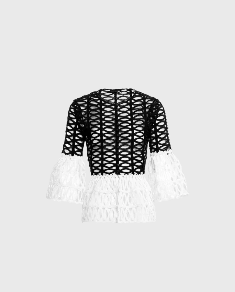 Anne Fontaine Black & White Mayoko Blouse for Women - Elegant Feminine Top