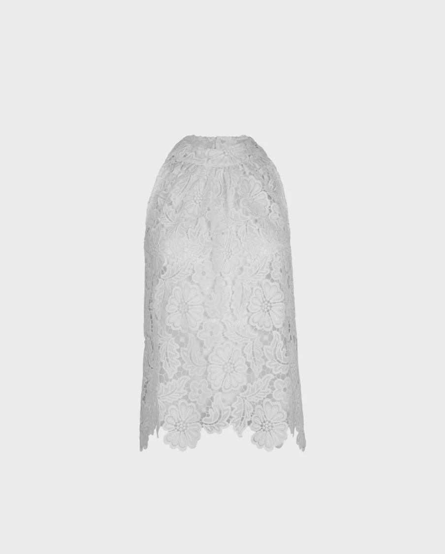 Anne Fontaine White Gravure Top Elegant Women's Blouse