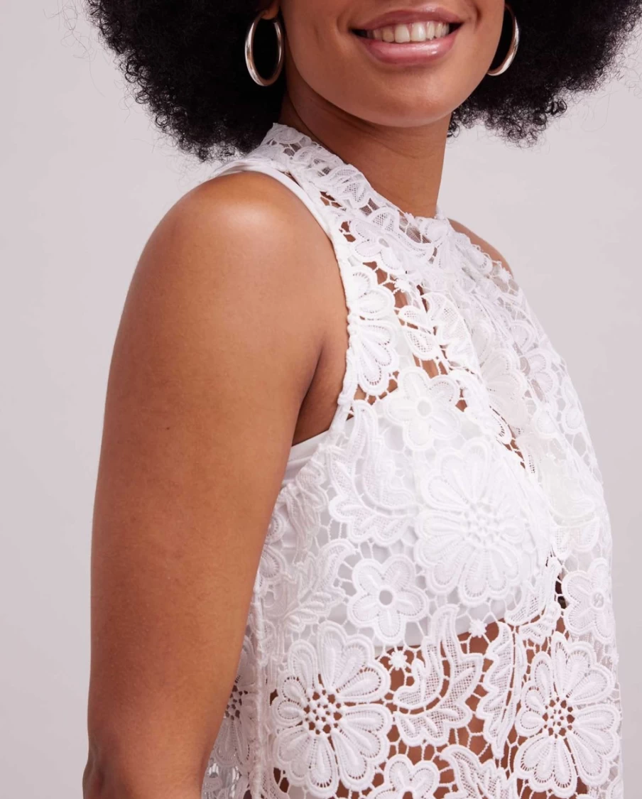 Anne Fontaine White Gravure Top Elegant Women's Blouse