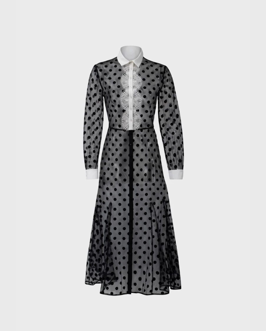 Anne Fontaine Black & White Tango Dress - Elegant Ballroom Dance Dress