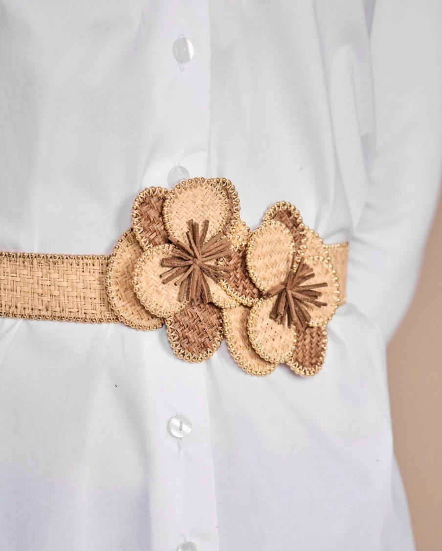 Anne Fontaine Amelie Boho Chic Leather Belt for Women - Stylish Adjustable Waistband Fashion Accessory