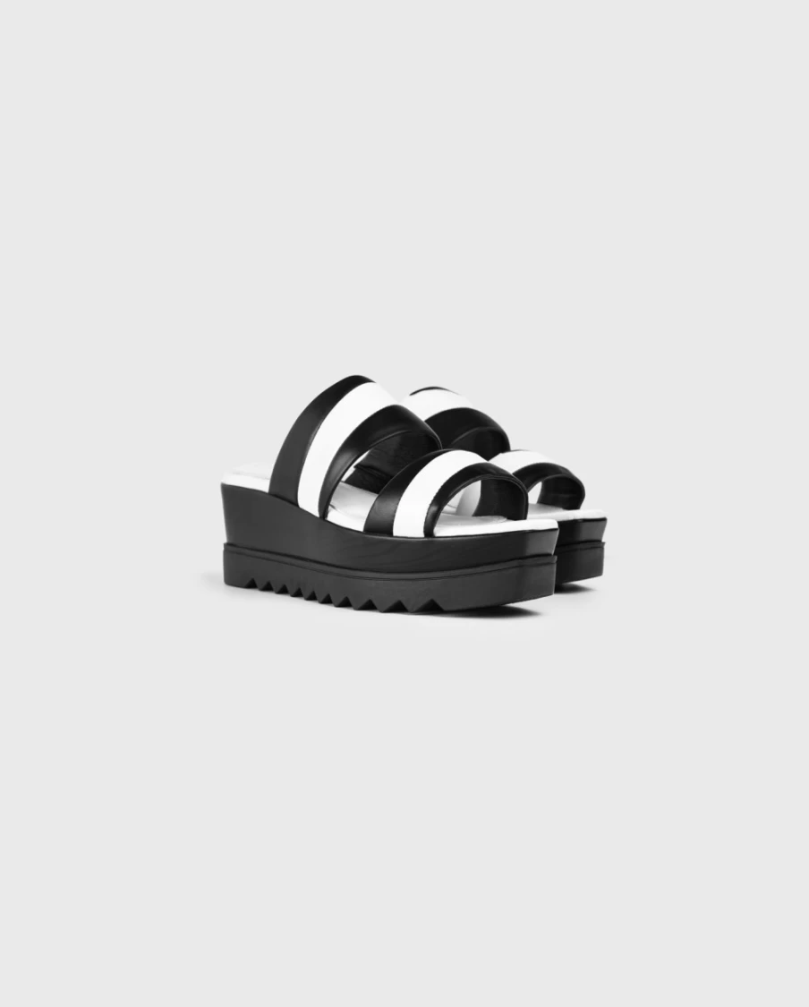 Anne Fontaine Black & White Arista Platform Sandals for Women