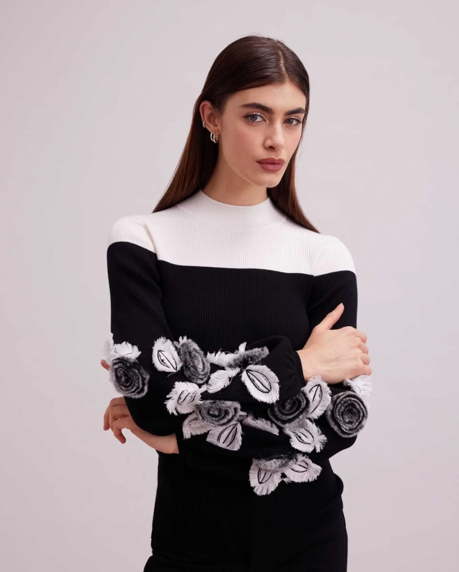 Anne Fontaine Black & White Striped Clarinette Sweater - Elegant Knit Top