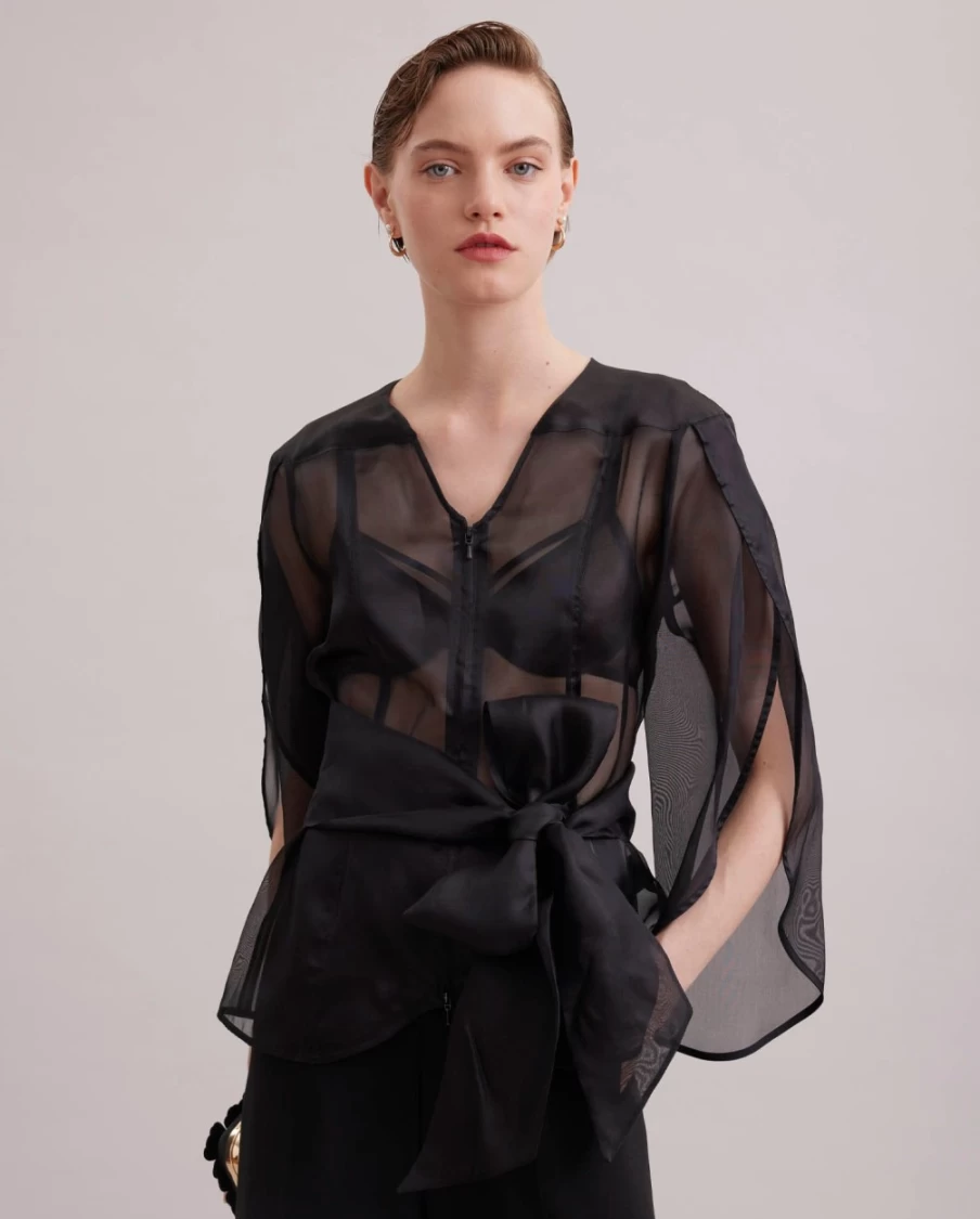 Anne Fontaine Black Luxury Blouse for Women - Elegant Silk Top