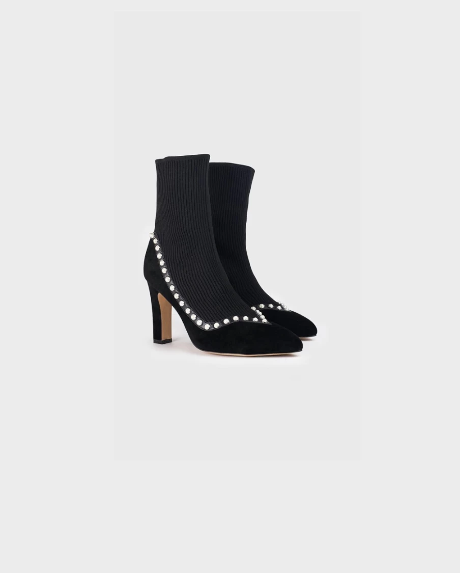 Anne Fontaine Black Rime Boots for Women - Elegant Leather Ankle Booties