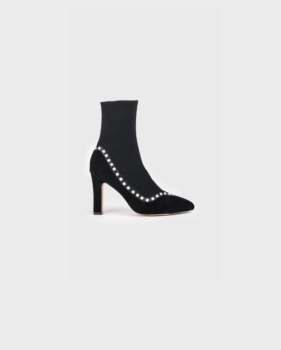 Anne Fontaine Black Rime Boots for Women - Elegant Leather Ankle Booties