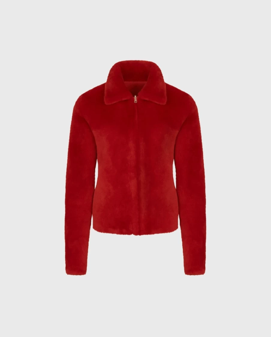 Anne Fontaine Red Wharton Jacket - Women's Classic Style Outerwear