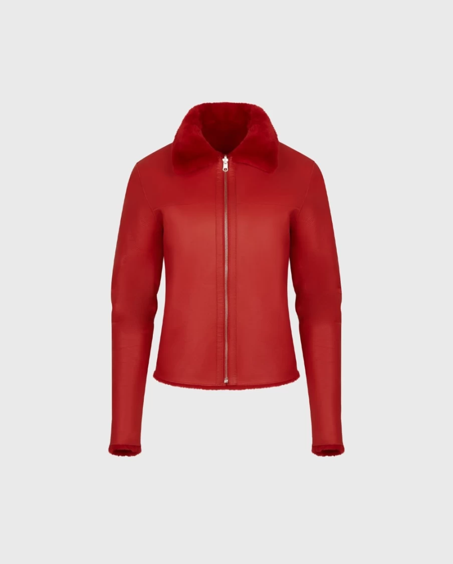 Anne Fontaine Red Wharton Jacket - Women's Classic Style Outerwear