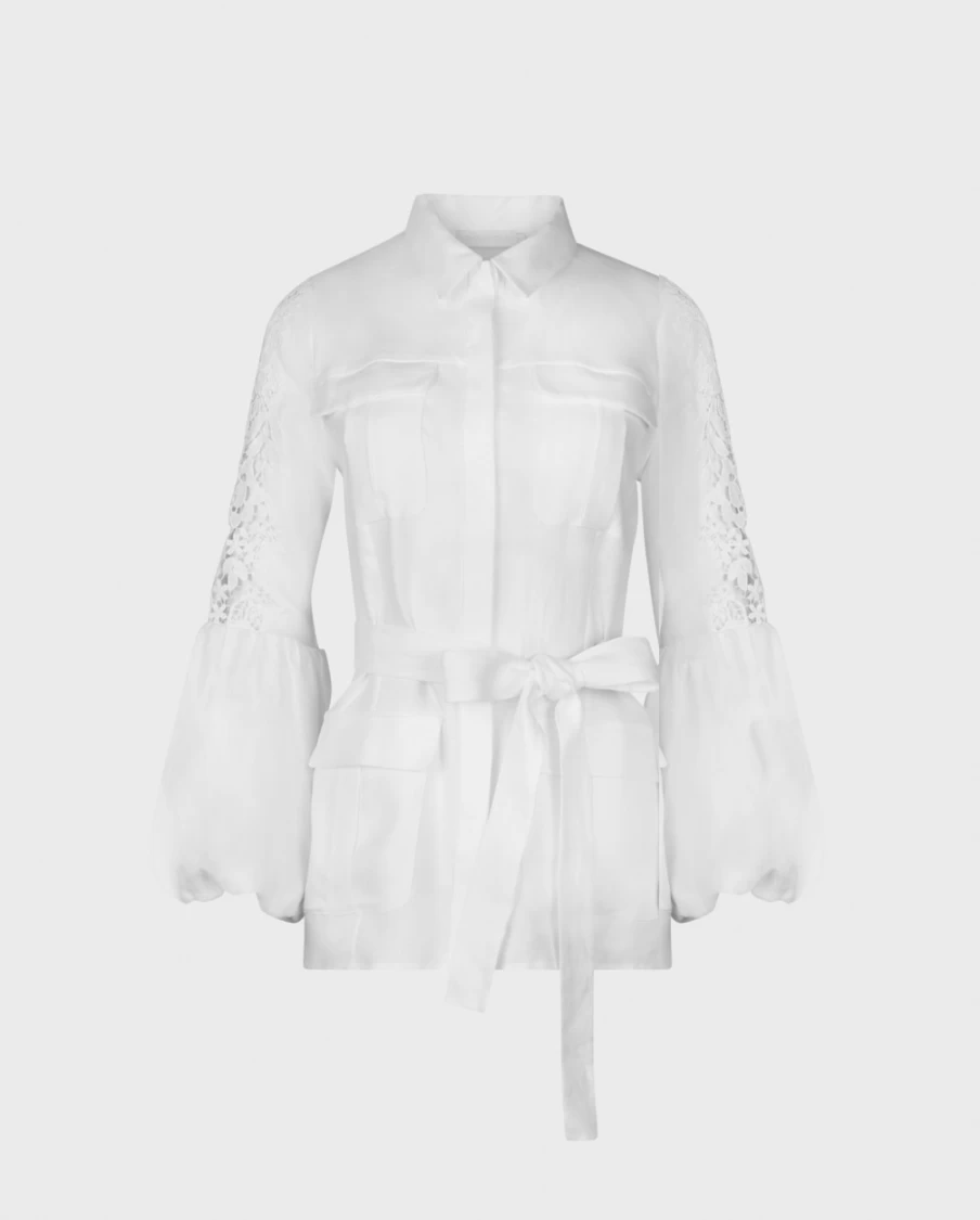 Anne Fontaine White Euskadi Shirt Jacket - Women's Stylish Outerwear
