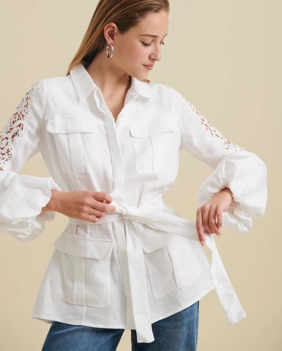 Anne Fontaine White Euskadi Shirt Jacket - Women's Stylish Outerwear