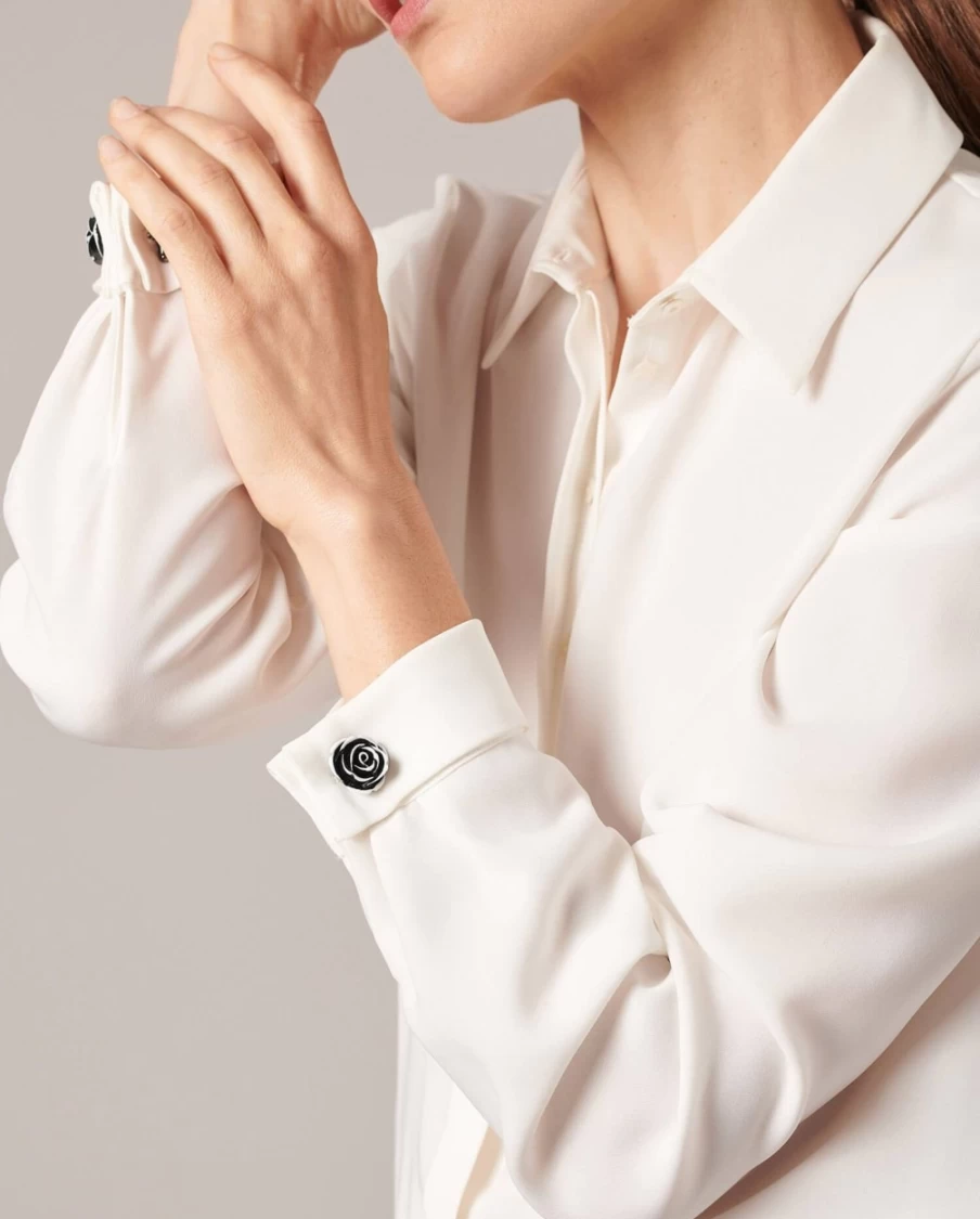 Anne Fontaine Lola Black Cufflinks for Men - Elegant Formal Dress Accessories