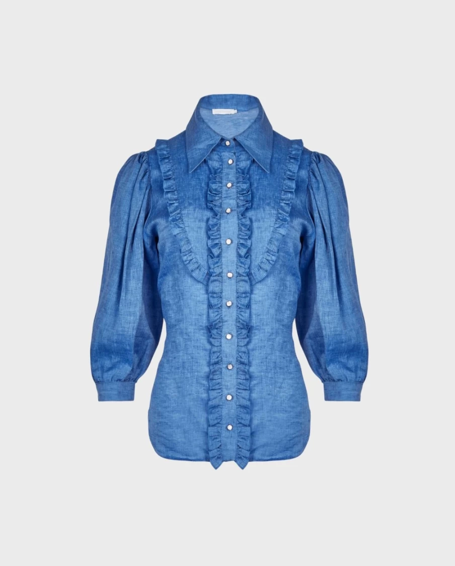 Anne Fontaine Denim Olivier Shirt for Women - Classic Blue Button-Up Top