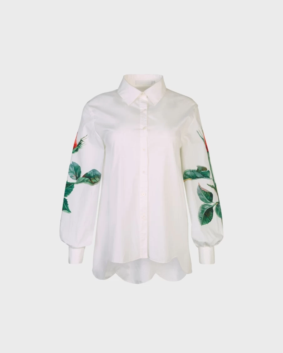 Anne Fontaine White Floral Embroidered Shirt for Women - Elegant Blouse