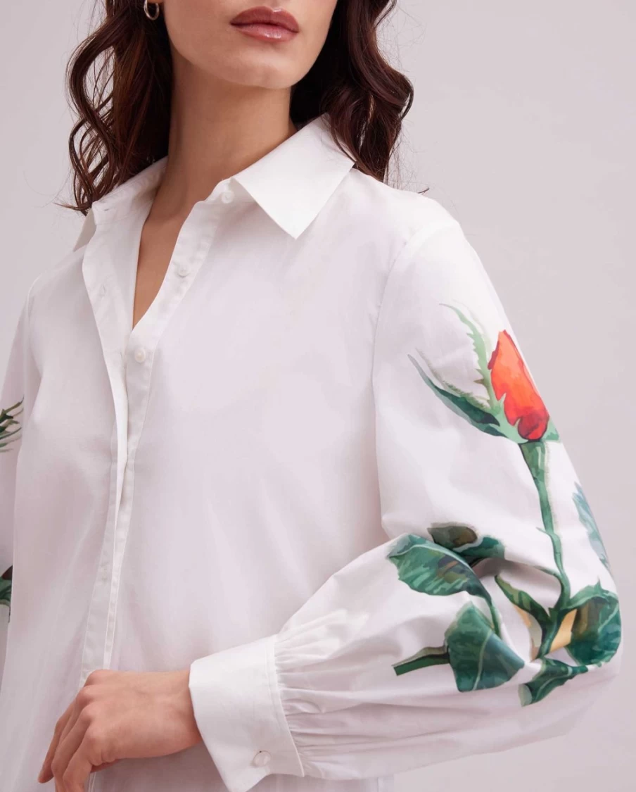 Anne Fontaine White Floral Embroidered Shirt for Women - Elegant Blouse