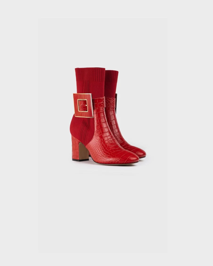 Anne Fontaine Noemie Boot in Poppy Red - Elegant Women's Ankle Boots