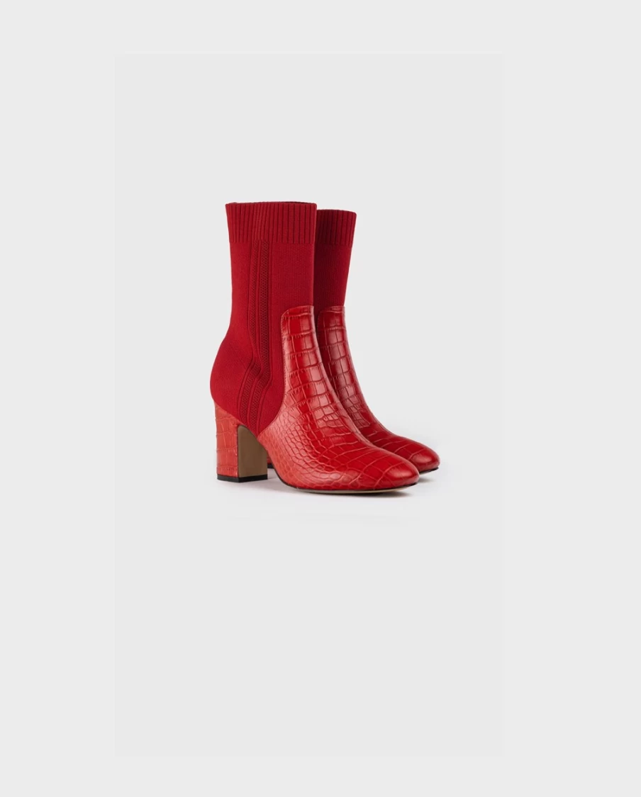 Anne Fontaine Noemie Boot in Poppy Red - Elegant Women's Ankle Boots