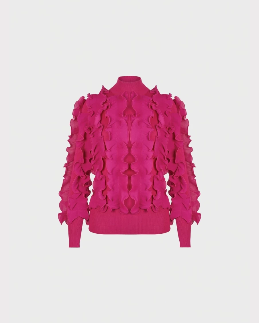 Anne Fontaine Fuchsia Sidaline Sweater - Women's Pink Knit Pullover
