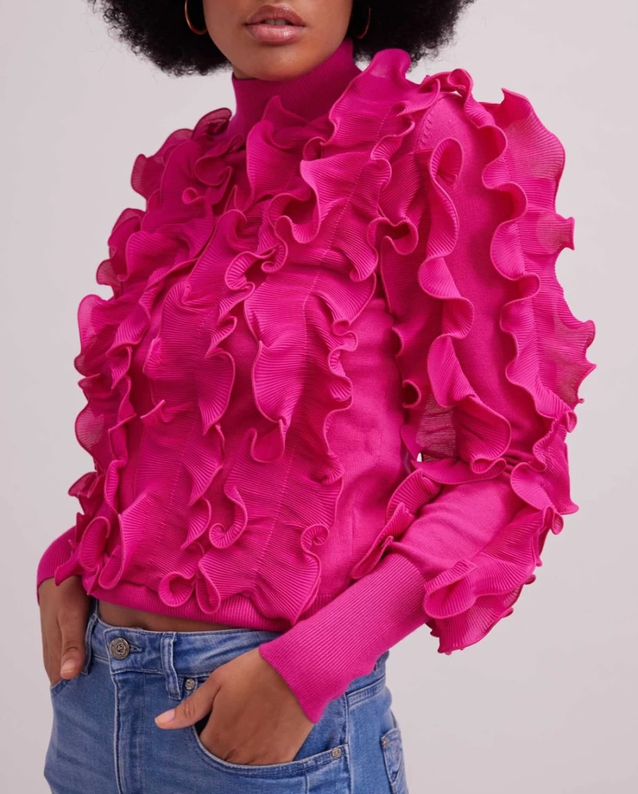 Anne Fontaine Fuchsia Sidaline Sweater - Women's Pink Knit Pullover