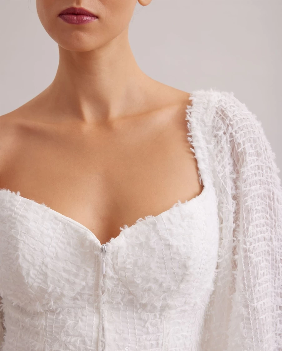 Anne Fontaine White Plume Blouse – Elegant Women's Top
