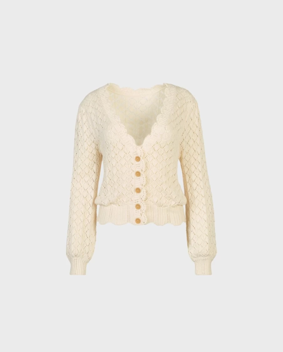 Anne Fontaine Beige Olive Cardigan - Elegant Knit Sweater for Women