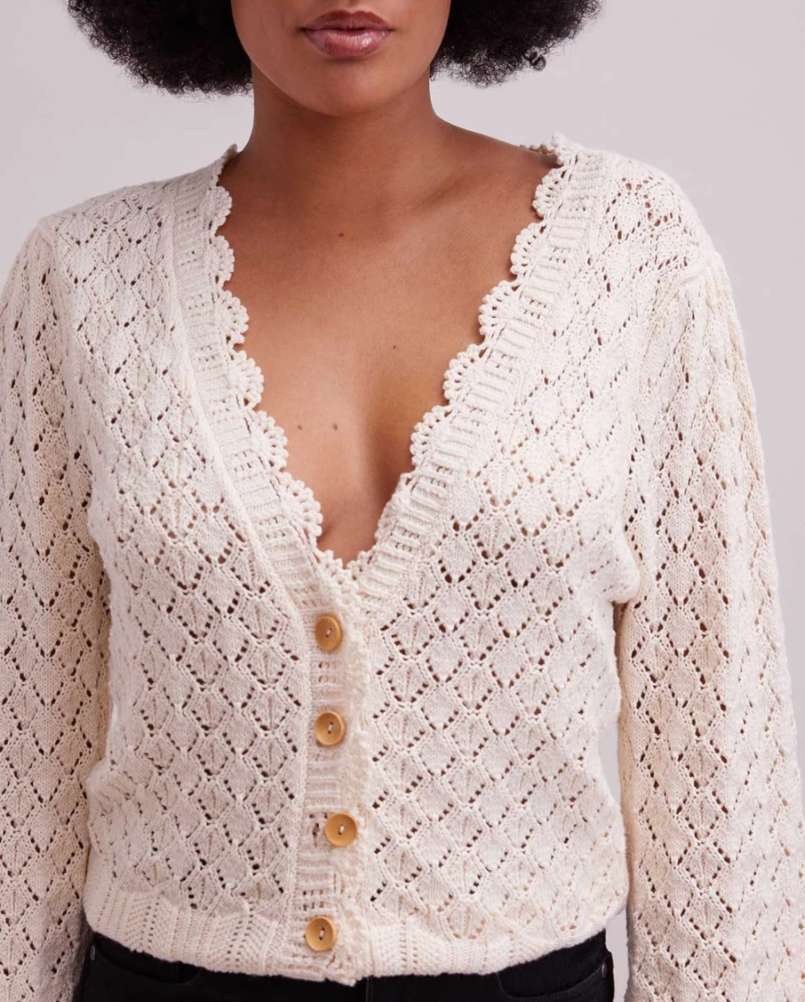 Anne Fontaine Beige Olive Cardigan - Elegant Knit Sweater for Women