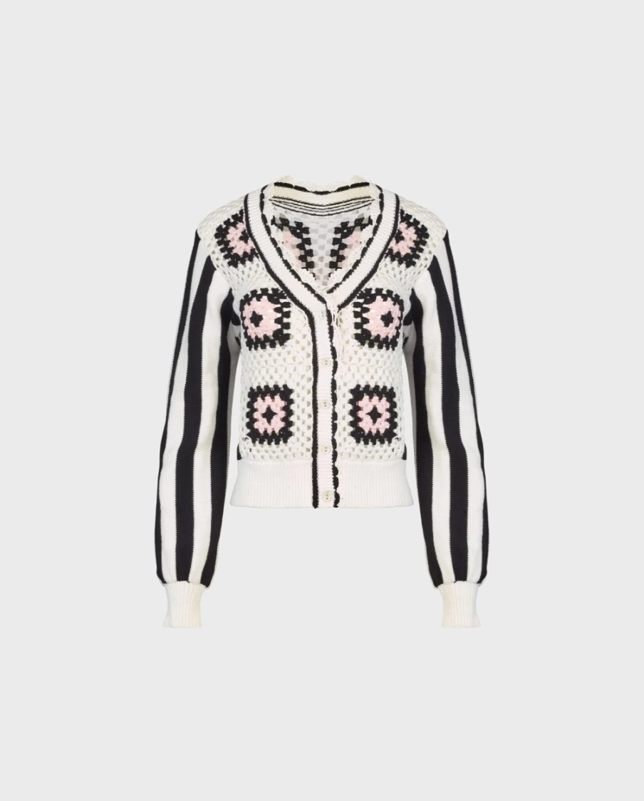 Anne Fontaine Black & White Cubisme Cardigan - Elegant Knitwear for Women