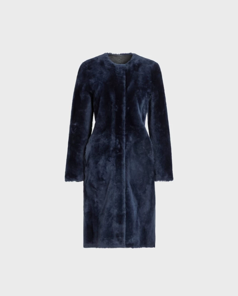 Anne Fontaine Rococo Coat in Dark Navy | Elegant Women's Outerwear