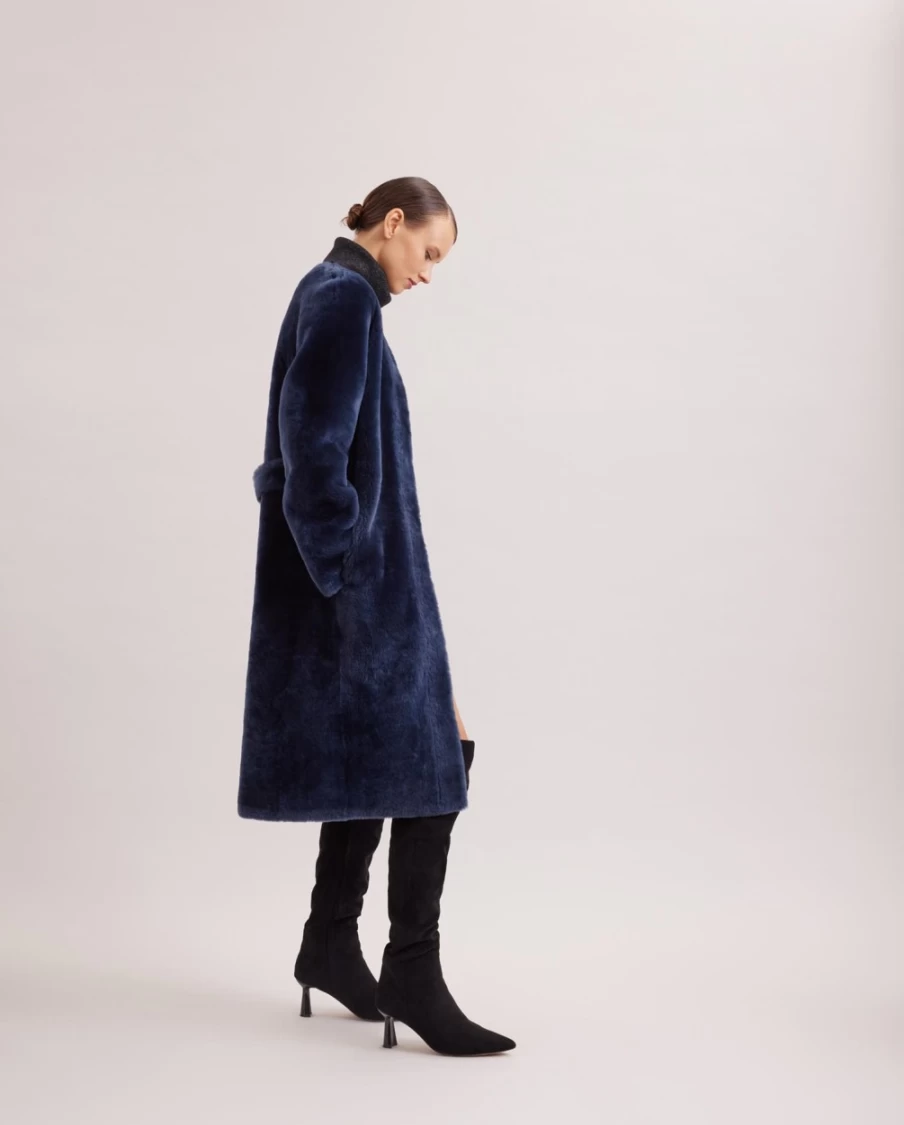 Anne Fontaine Rococo Coat in Dark Navy | Elegant Women's Outerwear