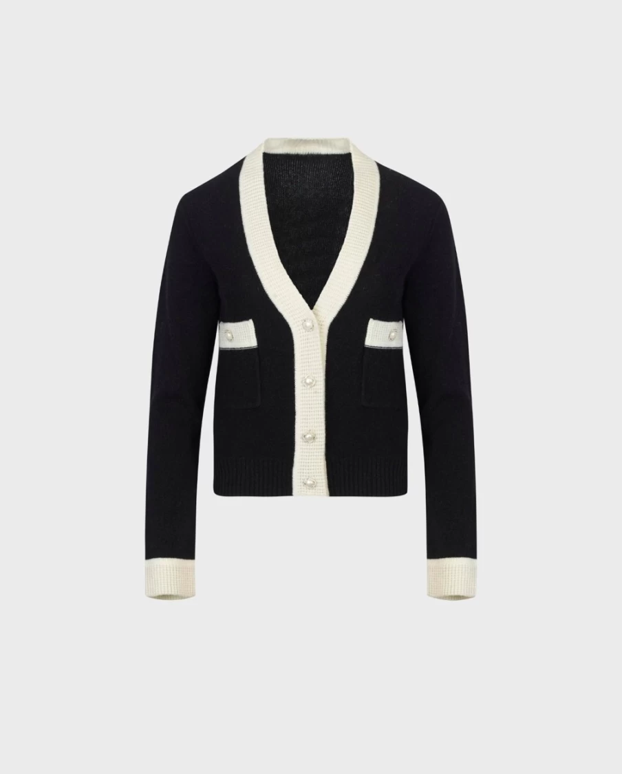 Anne Fontaine Black Script Cardigan - Elegant Knit Sweater for Women