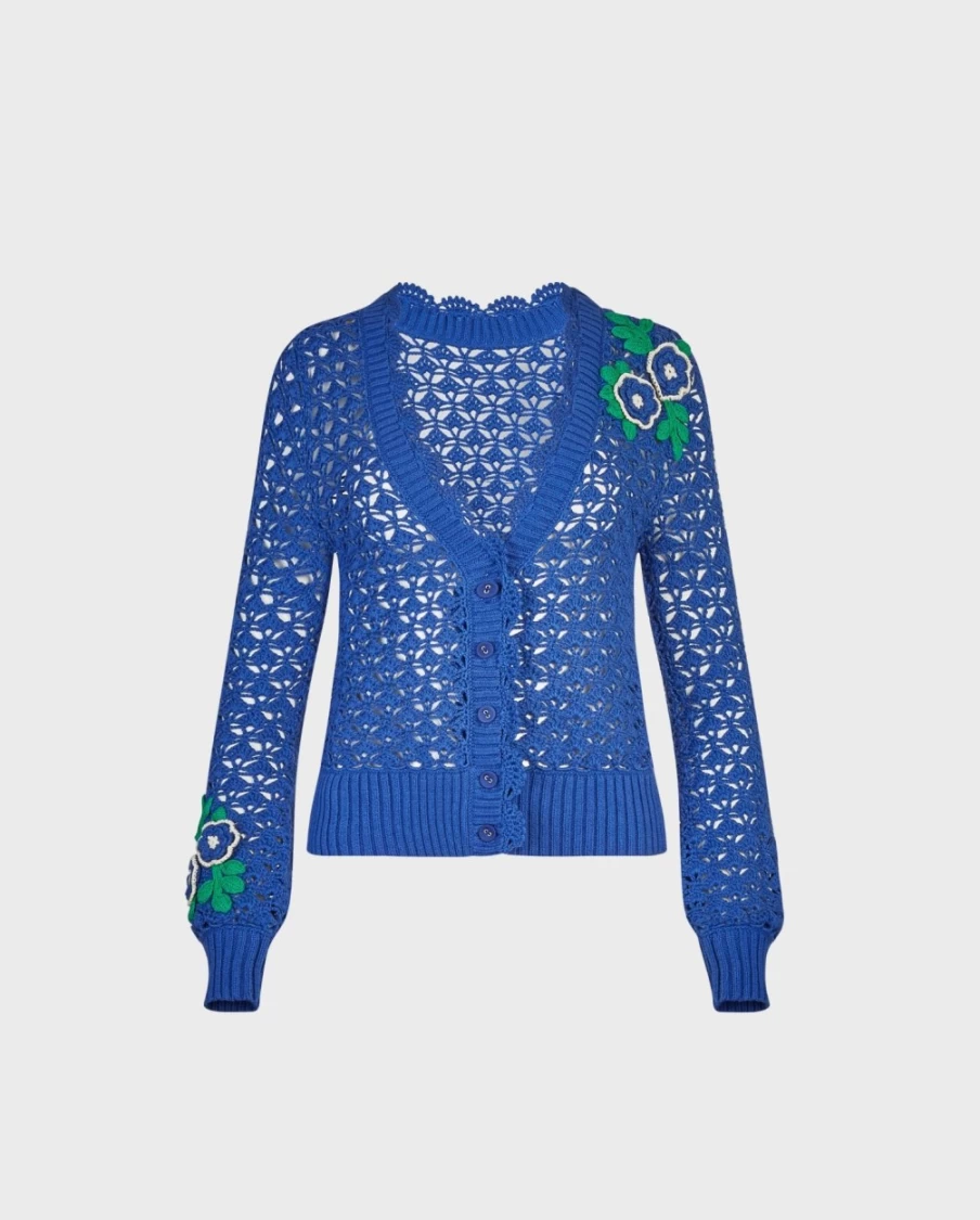 Anne Fontaine Blue Sunflower Print Cardigan for Women