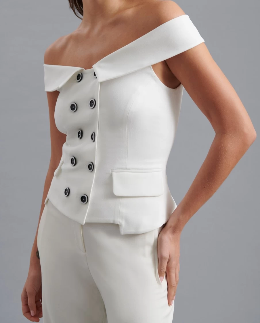 Anne Fontaine White Waistcoat for Women - Elegant Cleya Vest