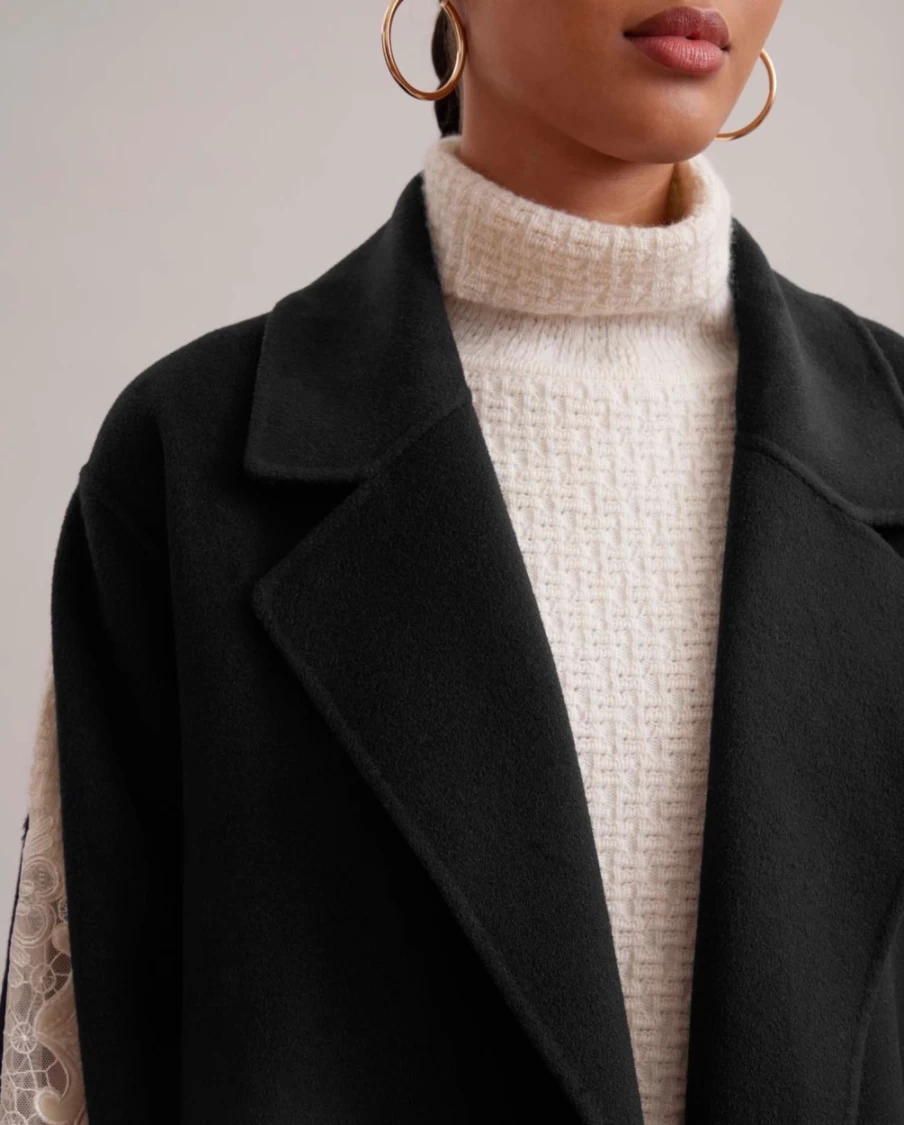 Anne Fontaine Black Gallery Coat - Elegant Women's Outerwear